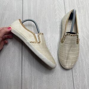 Jack Rogers Women's Ecru Cream & Gold Baldwin Slip On Sneakers Size 10